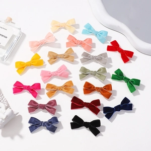Lot de 20 barrettes à cheveux nœud en velours coloré pour filles aux teintes variées