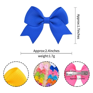 Royal blue grosgrain ribbon bow hair clip set for girls with silver alligator clips