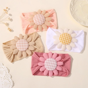 Lot de 4 bandeaux pour bébé avec grandes fleurs douces en rose et blanc élégant