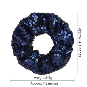 Elastico per capelli con paillettes blu navy lucide diametro 10,9 cm e peso 9,6g