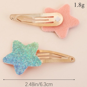 Set mit Stern-Haarspangen aus Filz und Glitzer für Mädchen, 6,3 cm funkelnde BB-Clips