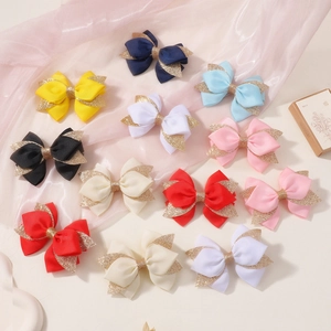 Handmade Glitter Bow Hair Clip Set Multicolor Polyester Sequin Bowknot Crocodile Clips Girls Kids Sweet Hair Accessories