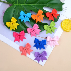 Set of 11 colorful grosgrain ribbon swallowtail bow hair clips for girls in various bright colors