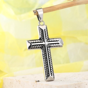 Pendentif Croix en Acier Inoxydable Rétro avec Motif de Corde Torsadée Pendentif Seul Sans Chaîne pour Hommes Femmes Bijoux Religieux Gothiques Punk