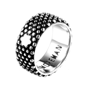 Vintage Edelstahl Hexagramm Ring Für Herren Punk Rock Nieten Texturierter Breiter Bandring Industriestil Biker Schmuck Zubehör