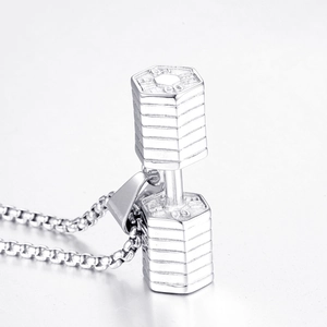 Gepolijste roestvrijstalen halter hanger ketting voor fitness met GO-gravure