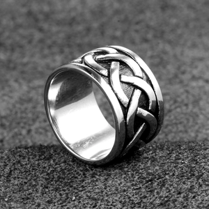 Vintage punk style stainless steel wide ring with Celtic Knot patterns for men and women