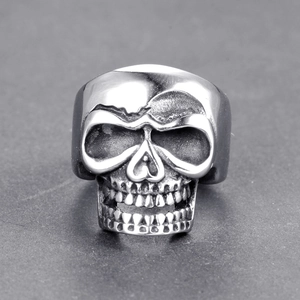 Anello teschio vintage in acciaio inossidabile da uomo con design punk rock dettagliato