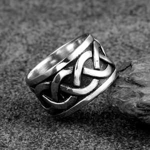 Vintage punk style Celtic knot relief stainless steel wide band ring for men and women