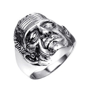 Gothic Punk Frankenstein Roestvrij Stalen Ring Vintage Verouderd Zombie Monster Reliëf Band Sieraden Voor Heren Halloween