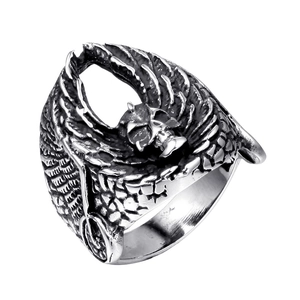 Vintage Punk Roestvrij Staal Schedel Vleugels Ring Voor Mannen Gothic Adelaar Motor Biker Ring Heavy Metal Rock Sieraden