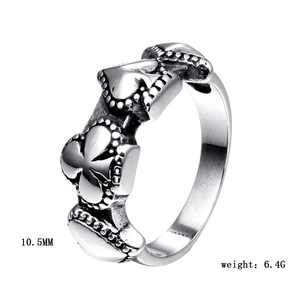 Detail showing 10.5mm width and 6.4g weight of the vintage steel heart ring