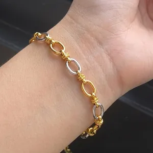 Bracciale a Maglie in Acciaio Inossidabile Bicolore Oro Argento Impermeabile Ipoallergenico Moda Gioielli da Donna
