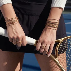 Edelstahl Strass Gespleißtes Tennis Armband Für Damen Minimalistisches Geometrisches Verstellbares Kettenglied Armband Mode Schmuck