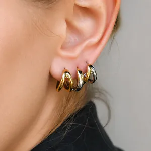 Stainless Steel Hoop Earrings Gold Silver Plated Geometric Ear Buckle Rhinestone Artificial Pearl Necklace Ring Jewelry