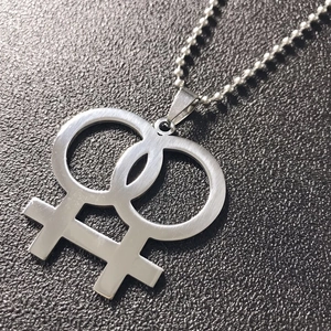 Collier Pendentif Symbole de Genre LGBT en Acier Inoxydable Double Vénus Mars Entrelacé Bijoux Polis pour Femmes Hommes Cadeau Pride
