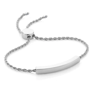 Poliertes silbernes Titanstahl-ID-Armband mit verstellbarer Seilkette für Damen