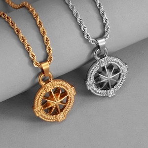 Vintage Kompass Anhänger Halskette Edelstahl Seilkette Achteckiger Stern Nautische Navigation Retro Schmuck Geschenk Für Herren Damen