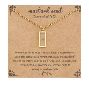 Stainless Steel Real Mustard Seed Necklace For Women Men Gold Silver Faith Inspirational Quote Card Pendant Jewelry Gift