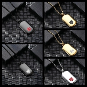 Edelstahl Medizinische Warnung Stern Des Lebens Anhänger Halskette Notfall ID Dog Tag Für Herren Damen Täglicher Schmuck