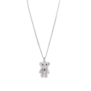 Collier avec pendentif ours en cristal et acier inoxydable poli pour femme élégante