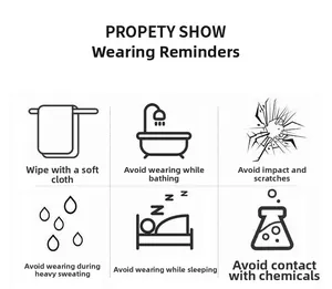 Detailed care instructions guide for stainless steel jewelry with maintenance icons