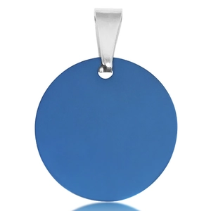 Ciondolo rotondo minimalista in acciaio inossidabile blu opaco con gancio in metallo argento