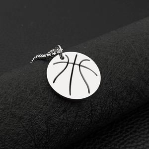 Stainless Steel Basketball Pendant Necklace Sporty Hollow Out Rainbow Plated Hip Hop Jewelry For Men Women Daily Wear Accessory
