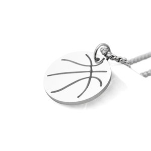 Minimalist stainless steel hollow basketball pendant necklace with silver box chain