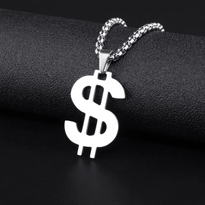 Hip Hop Dollarteken Hanger Halsketting Voor Heren Roestvrij Staal Zilver Geldteken Bedel Box Ketting Sieraden Streetwear Accessoires