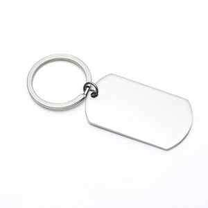 Polished rectangle stainless steel dog tag keychain for laser engraving and DIY projects