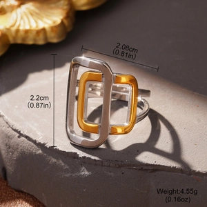 Detailed view of the dual-tone knotted ring with exact dimensions and weight specs