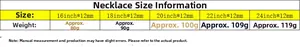 Size chart for 12mm stainless steel cable chains with lengths from 16 to 24 inches
