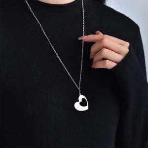 Collier avec pendentif cœur en acier inoxydable et gravure Forever pour mère et fille
