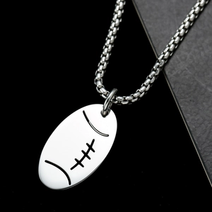 Collar con Colgante de Fútbol Americano de Acero Inoxidable Joyería de Rugby Deportiva para Hombres Mujeres Hip Hop
