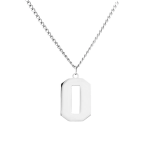 Collier minimaliste en acier inoxydable argenté avec pendentif chiffre zéro poli sur chaîne