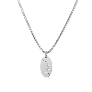 Collar con colgante de fútbol americano en acero inoxidable pulido y cadena box de hombre