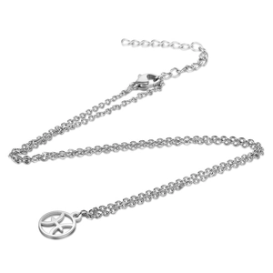 Collana zodiaco in acciaio inossidabile argento con ciondolo traforato tondo e catena regolabile