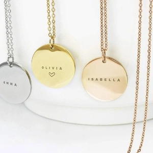 Collane con disco personalizzato in argento oro e oro rosa con incisione nomi