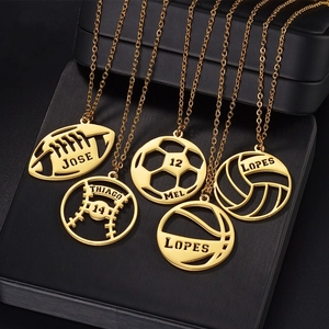 Collar de Pendiente de Balón Deportivo de Acero Inoxidable para Mujeres Hombres Pulido Baloncesto Fútbol Voleibol Joyería Regalo