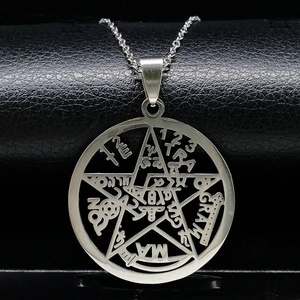 Vintage Roestvrij Stalen Tetragrammaton Pentagram Hanger Ketting Voor Mannen Vrouwen Mystieke Bescherming Amulet Sieraden