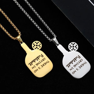 Halskette Aus Edelstahl Mit Pickleball-Schläger-Anhänger Und Laser-Graviertem Spruch Für Herren Damen Sportlicher Schmuck
