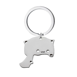 Minimalistischer silberner Edelstahl Katzen Schlüsselanhänger für Pärchen Geschenke