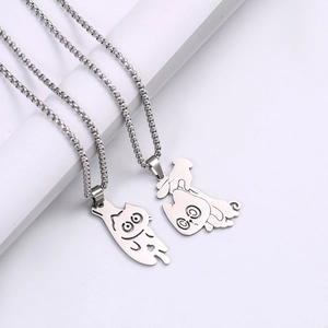 Collana con Ciondolo a Forma di Gatto in Acciaio Inossidabile Minimalista Gioielli Creativi con Gattino Animale Cavo per Uomo Donna