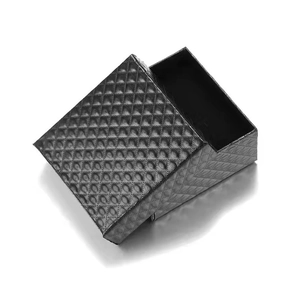 Elegant black jewelry gift box with diamond texture and interior sponge padding