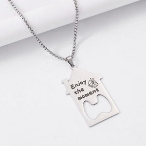 Creative stainless steel house shaped necklace with a functional beer bottle opener pendant
