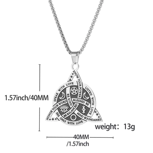 Collana da uomo vintage Viking a triangolo in acciaio inossidabile con nodo celtico