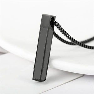 Minimalist matte black stainless steel pillar pendant necklace with sleek box chain