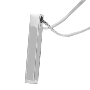 Minimalist polished stainless steel bar pendant necklace with a classic box chain for men
