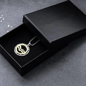 Aquarius zodiac necklace in gold and silver finish with a black jewelry gift box